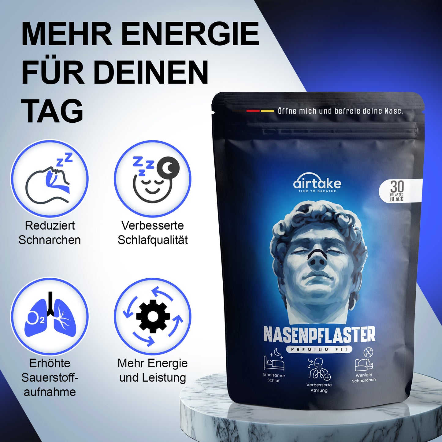 30er Nasenpflaster Premium - Schwarz - Monatspackung