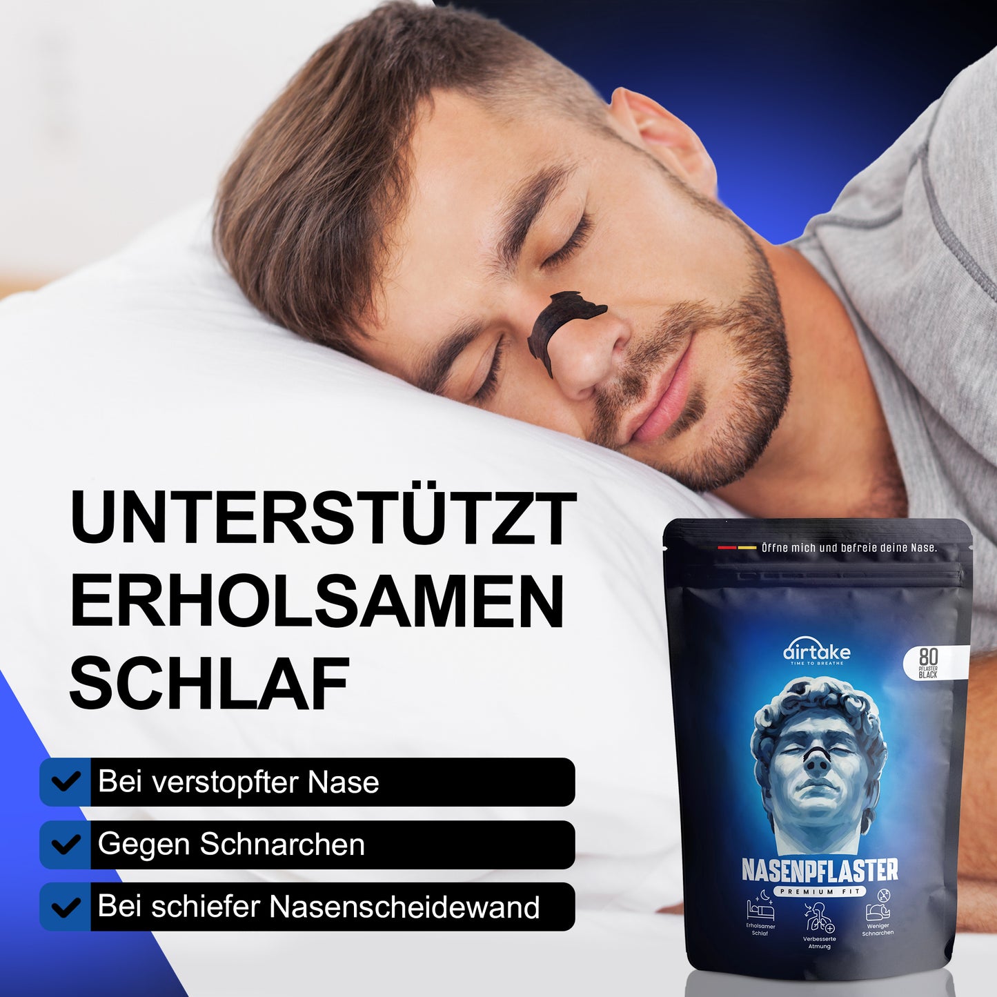 80er Nasenpflaster Premium - Schwarz - Vorteilspackung