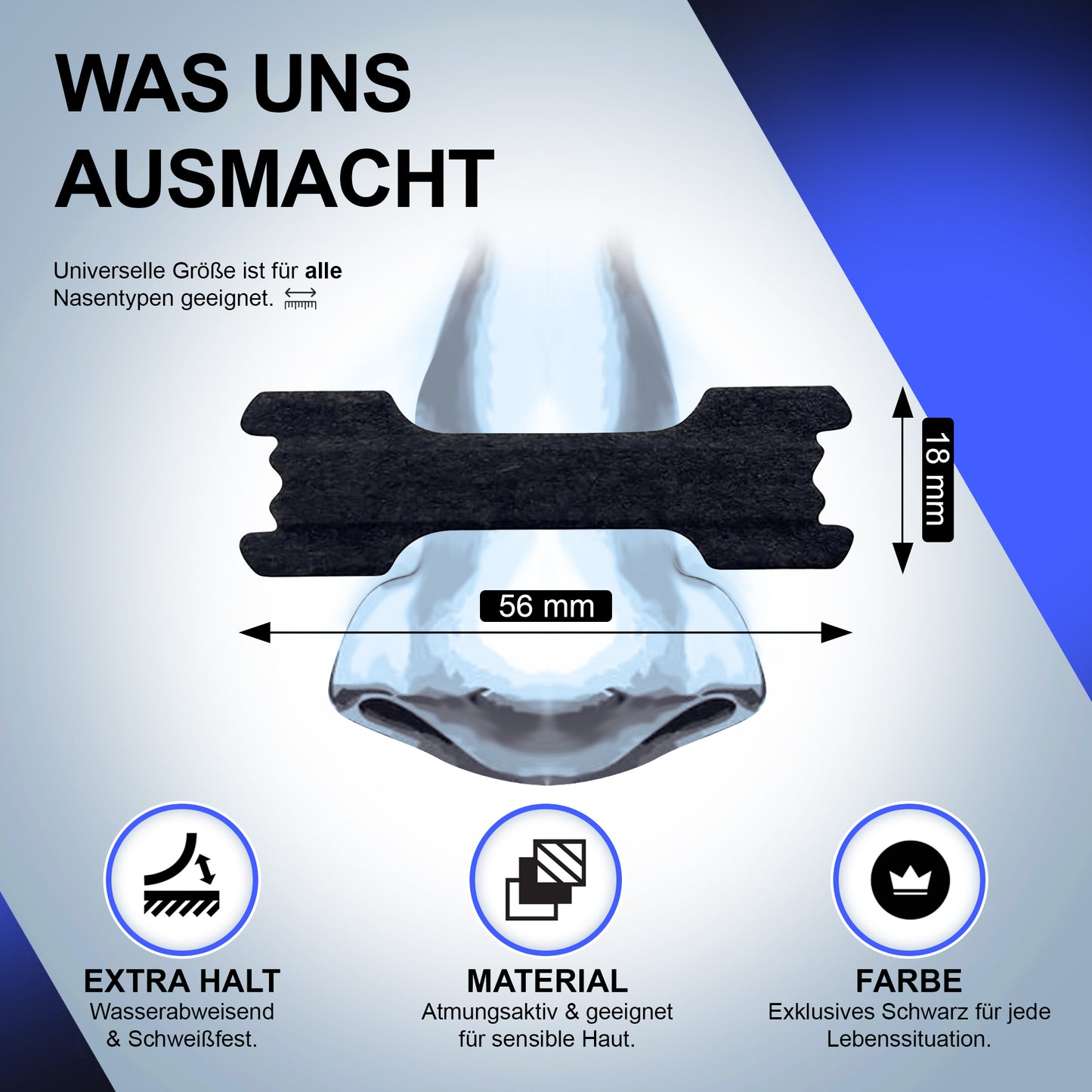 80er Nasenpflaster Premium - Schwarz - Vorteilspackung