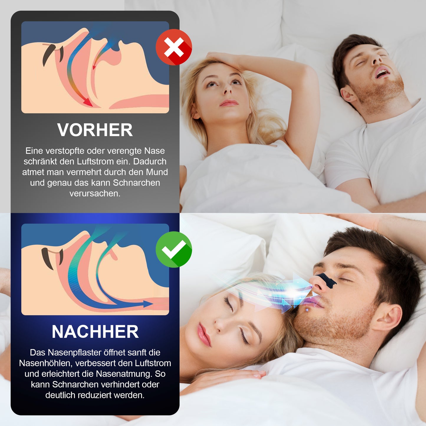 80er Nasenpflaster Premium - Schwarz - Vorteilspackung