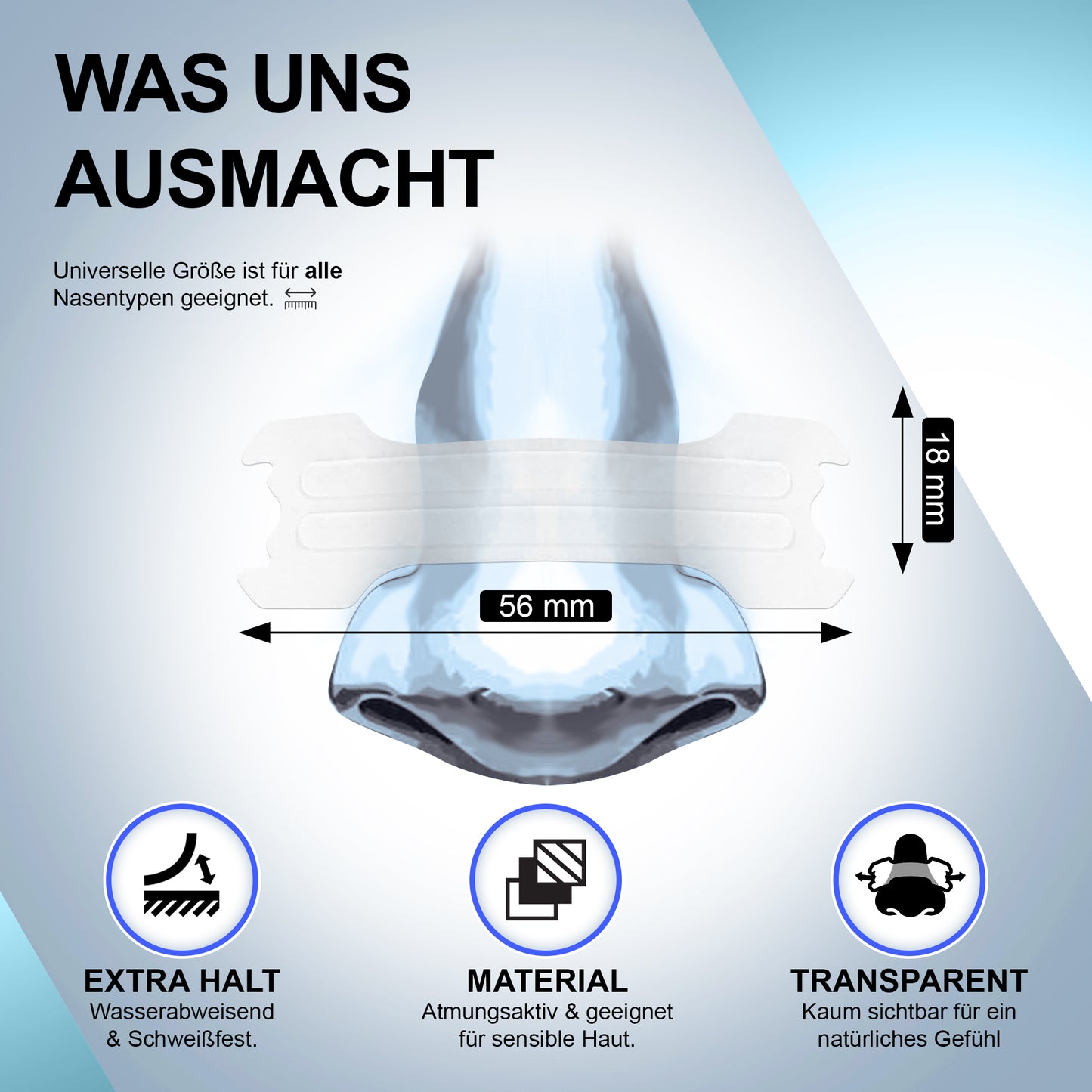 80er Nasenpflaster Premium - Transparent - Vorteilspackung