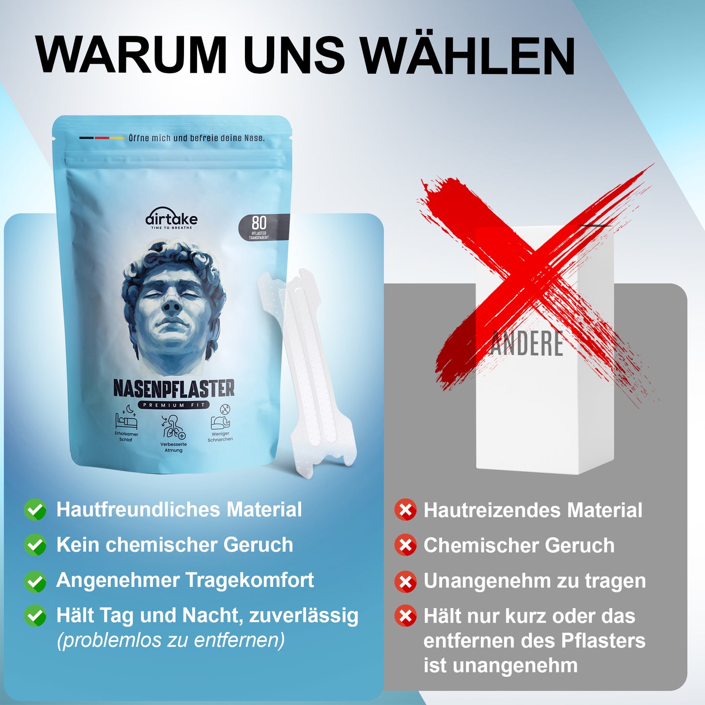 80er Nasenpflaster Premium - Transparent - Vorteilspackung